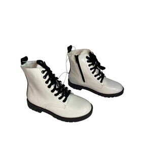 Mia Giuletta Girls White Patent Glitter Sole Boots Size 3